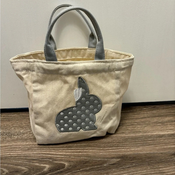 Easter Grey Bunny Small Canvas Tote Bag - Picture 2 of 4